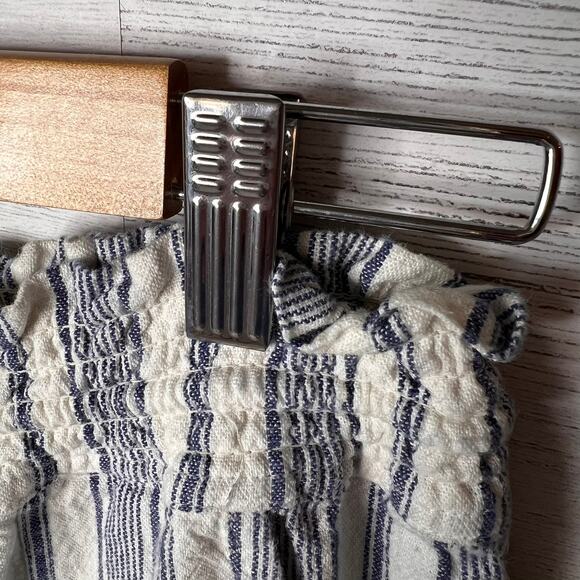 Roxy Pants Womens Size XL Blue & White Oceanside Stripe Flare Beach Linen Blend - Picture 12 of 16